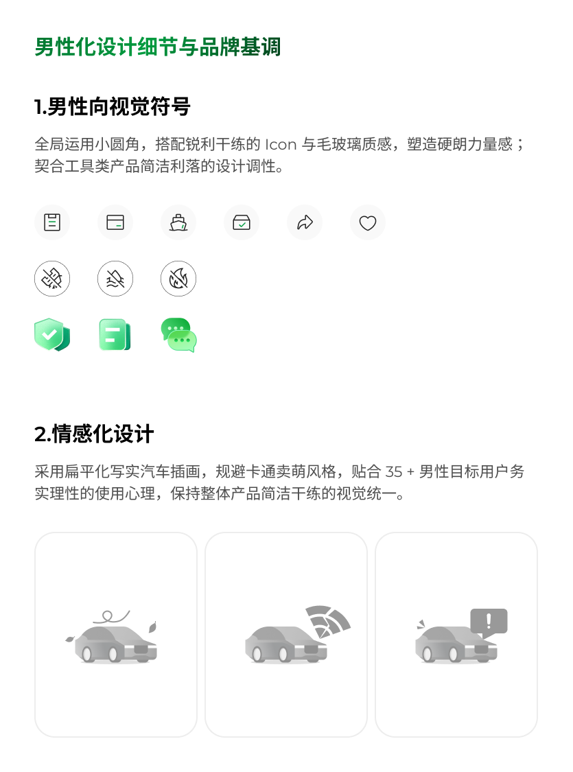 男性化设计细节与品牌基调 / 男性向视觉符号 / 情感化设计